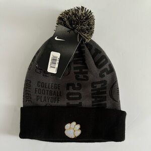 Nike Black and Gray Clemson 2018 Football Beanie with removable Pom